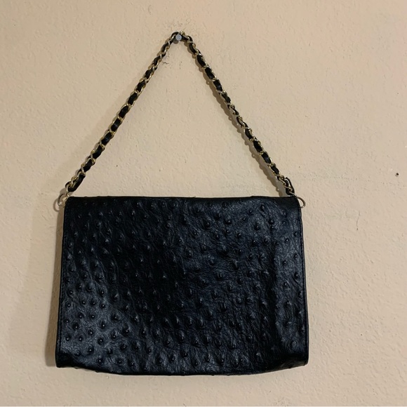 Courage B Black Genuine Leather Chain Strap Handbag Made In Italy - Picture 2 of 8